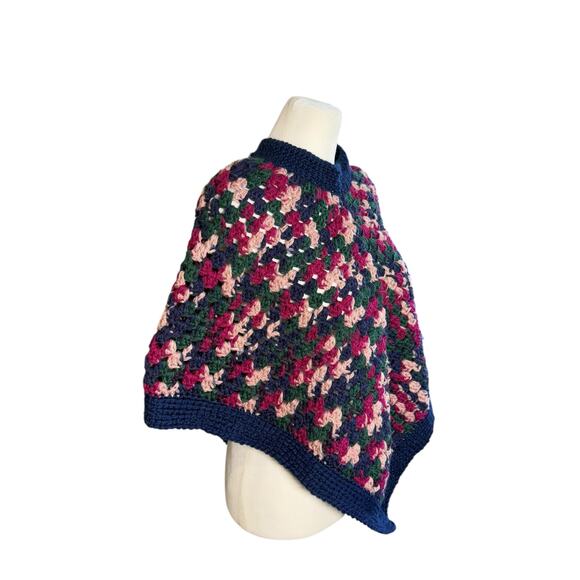 Vintage 70s Handmade Poncho Chunky Knit Child's‎ One Size Retro Pullover Shawl - Picture 5 of 8